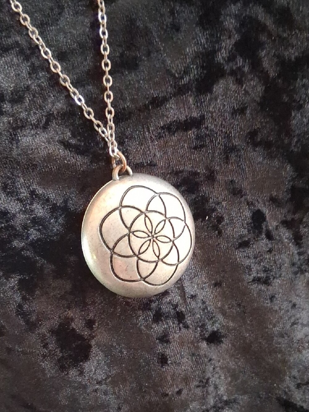 Silver Floral Medallion Pendant Necklace - Women Jewelry 28 In L. - Picture 3 of 8
